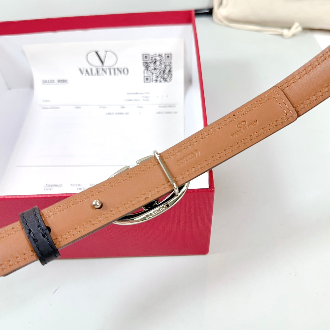 The Bold Edition Belt 20mm Black Brown Calfskin Silver Buckle