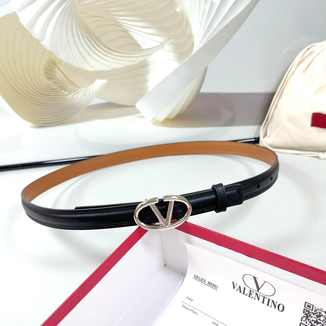The Bold Edition Belt 20mm Black Brown Calfskin Silver Buckle