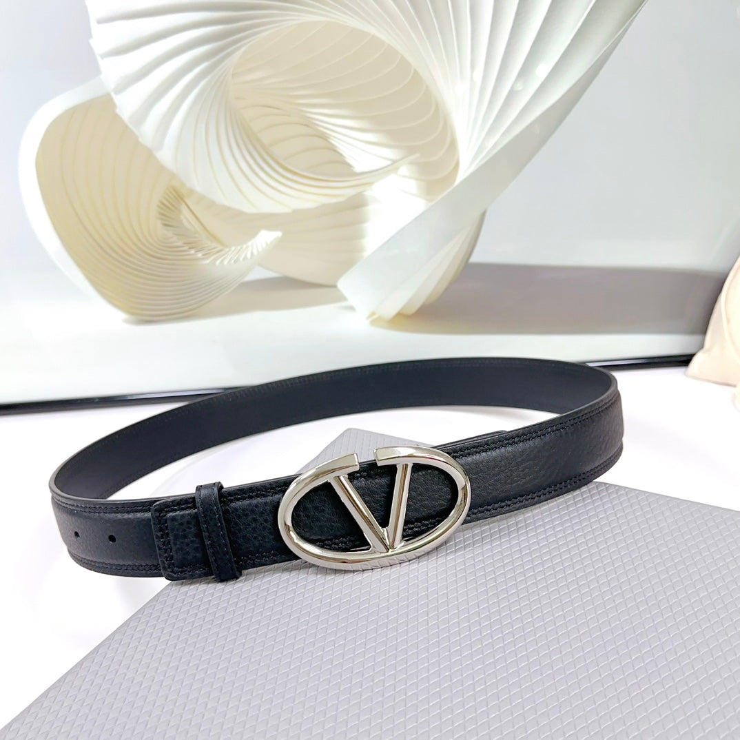 The Bold Edition Belt 34mm Black Calfskin Silver Buckle
