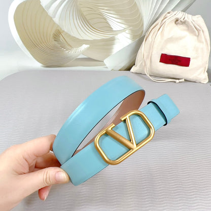 The Bold Edition Belt 30mm Cloud BLue Rose Calfskin Gold Buckle