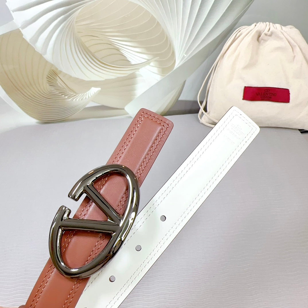 The Bold Edition Belt 30mm Brown White Calfskin Black Buckle