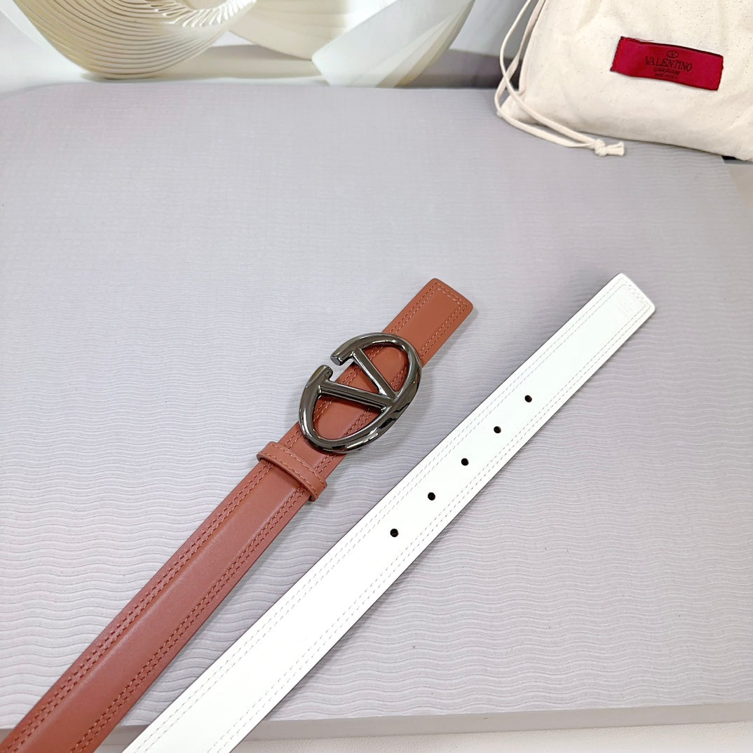 The Bold Edition Belt 30mm Brown White Calfskin Black Buckle