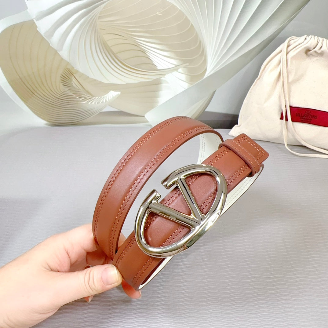 The Bold Edition Belt 30mm Brown White Calfskin Silver Buckle