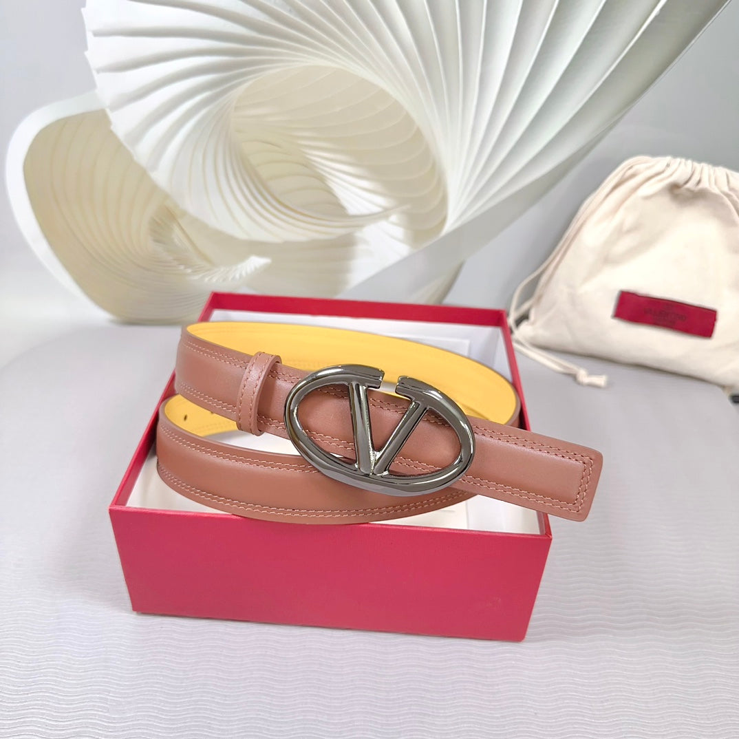 The Bold Edition Belt 30mm Brown Yellow Calfskin Black Buckle