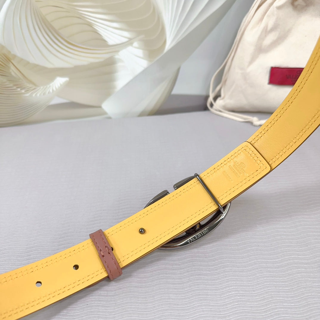 The Bold Edition Belt 30mm Brown Yellow Calfskin Black Buckle