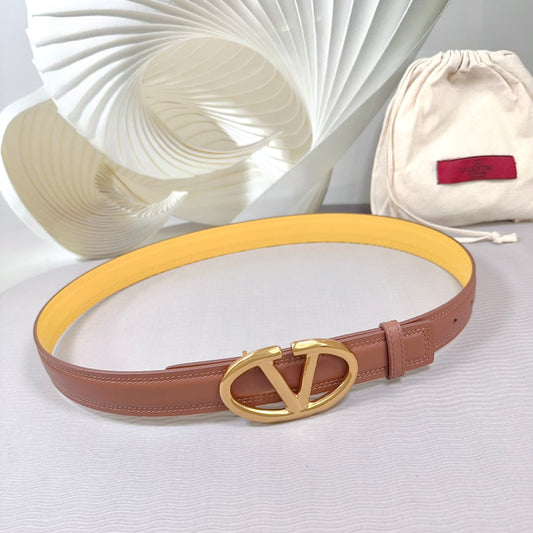 The Bold Edition Belt 30mm Brown Yellow Calfskin Gold Buckle