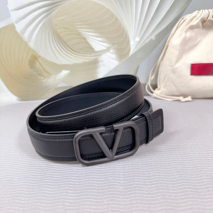 Vlogo Edition Belt 34mm Black Calfskin Black Buckle