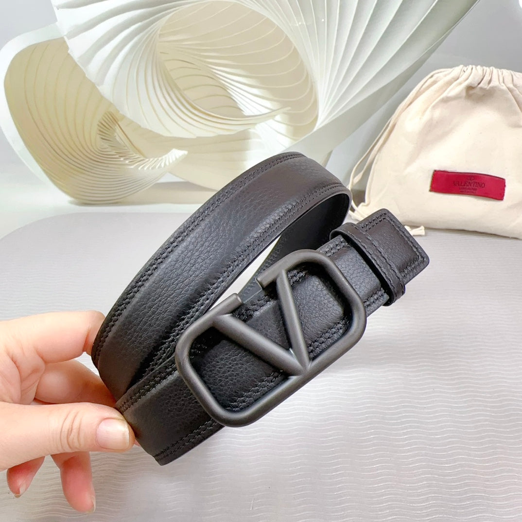 Vlogo Edition Belt 34mm Black Calfskin Black Buckle