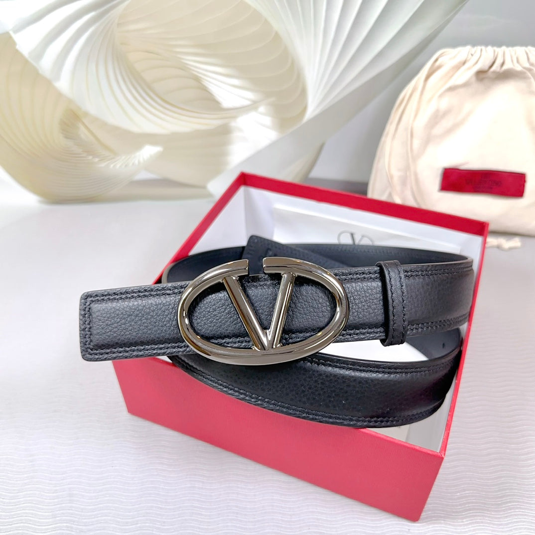 The Bold Edition Belt 34mm Black Calfskin Silver Buckle