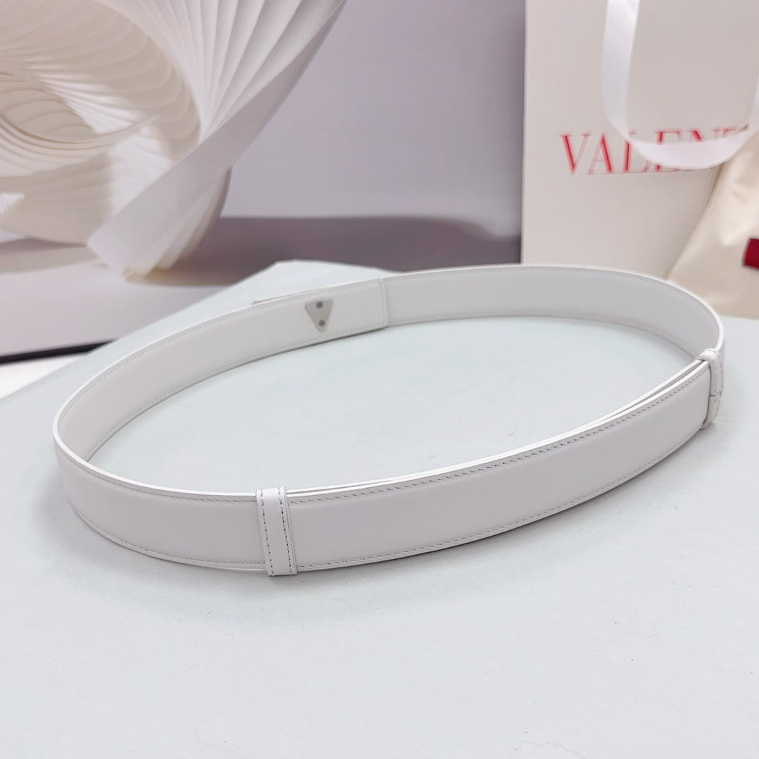 The Bold Edition Belt 30mm White Calfskin Silver Buckle