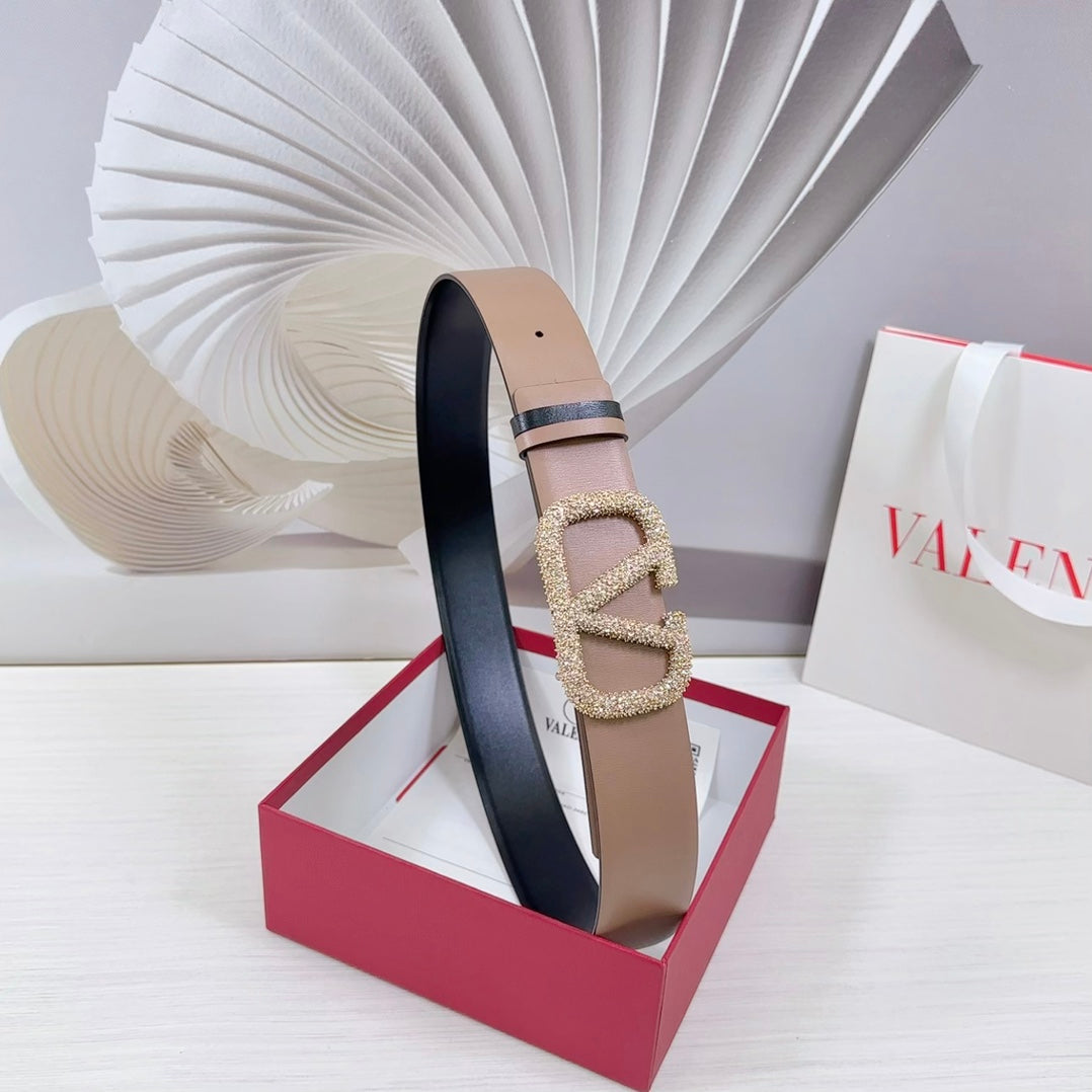 VLOGO SIGNATURE REVERSIBLE BELT 40MM ROSE BLACK GOLD CALFSKIN LIGHT GOLD BUCKLE