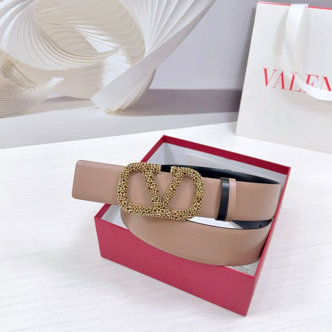 VLOGO SIGNATURE REVERSIBLE BELT 40MM ROSE BLACK GOLD CALFSKIN GOLD BUCKLE