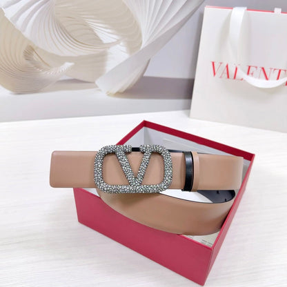 VLOGO SIGNATURE REVERSIBLE BELT 40MM ROSE BLACK CALFSKIN SILVER BUCKLE