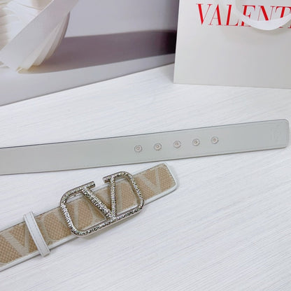 Valenti Toilde Iconographe Belt 40mm White Beige Calfskin Silver Hammered-effect Buckle