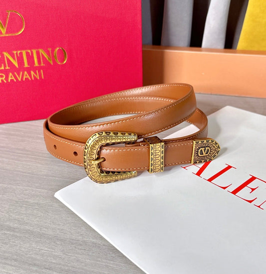 Valentino VLogo Signature Belt 2.0cm Tan Brown Cowhide 202889