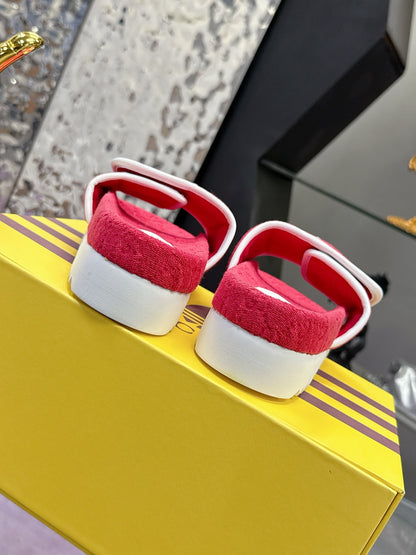 GG x Adidas Slipper Red Cotton 672159