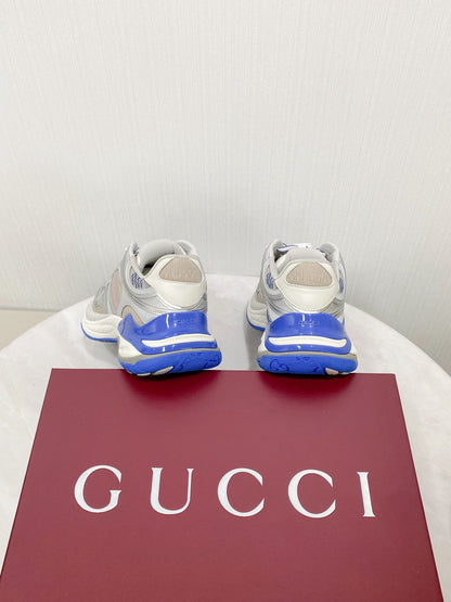 GG 2.0 Low Top Sneakers Grey Blue Mesh Leather 675580