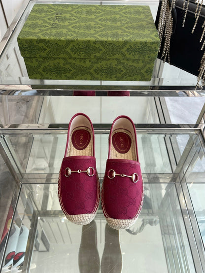 GC 2025 Espadrille With Horsebit Red Burgundy Canvas 292314