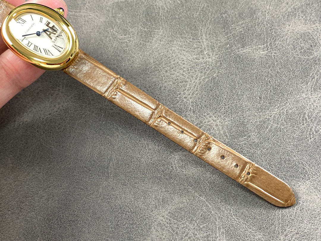 Baignoire Gold Case Brown Leather Strap