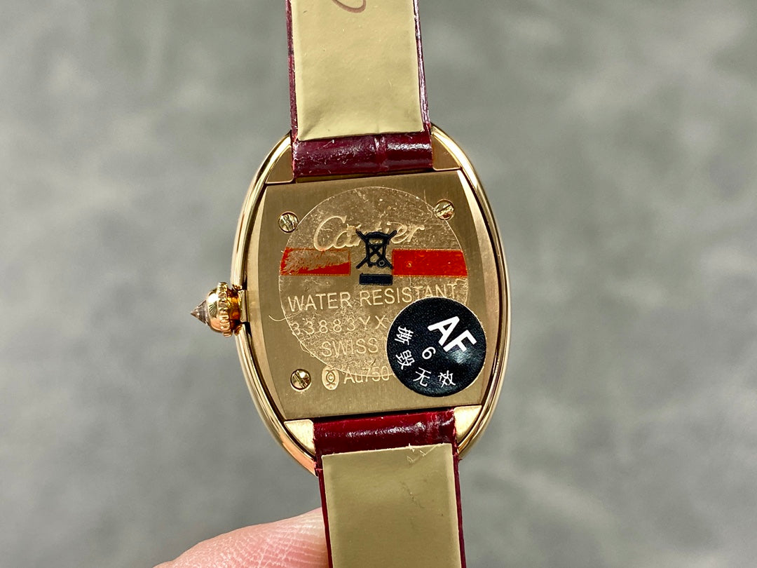 Baignoire Gold Case Red Leather Strap
